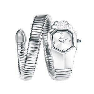 NIB - Miss Fox Snake Shape Silver & White Quartz Ladies Watch